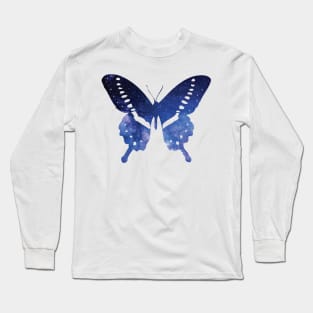 Blue Galaxy Butterfly Long Sleeve T-Shirt